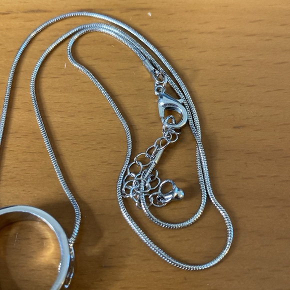 Crystals From Swarovski Heart W Circle Necklace Sterling Overlay 18 Inch - Picture 6 of 6